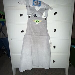 NWT Women’s Her Universe Grogu/Baby Yoda grey corduroy overalls dress size small